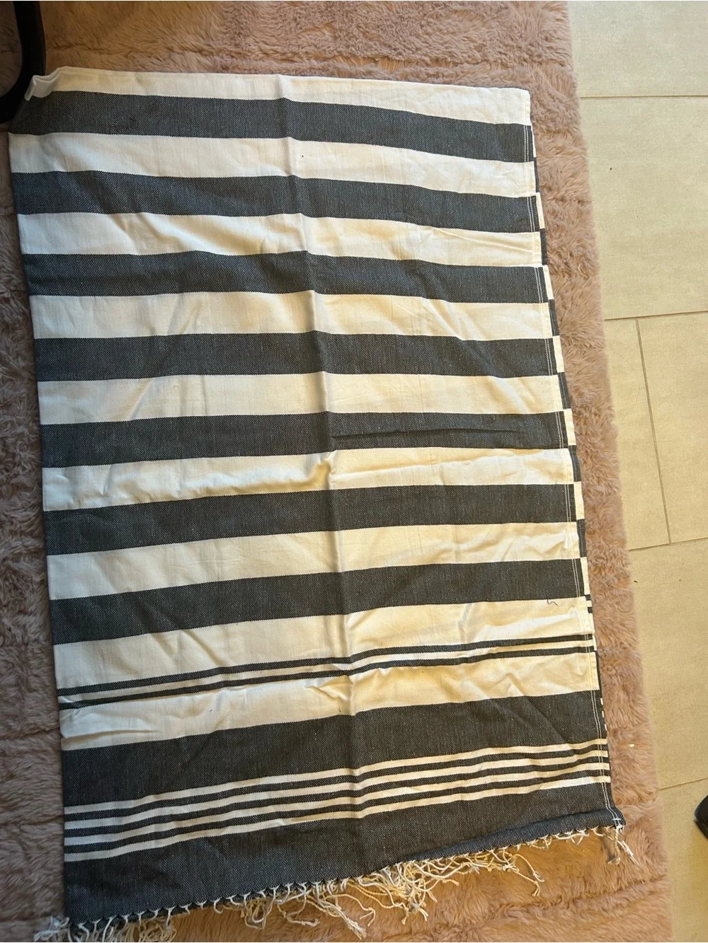 Classic Black and White Striped Beach Towel